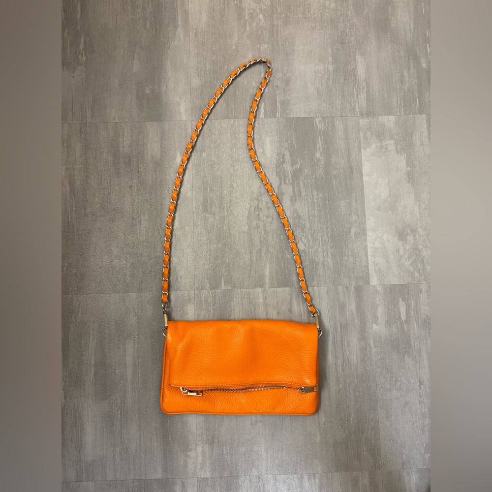 Orange Leather Crossbody Bag